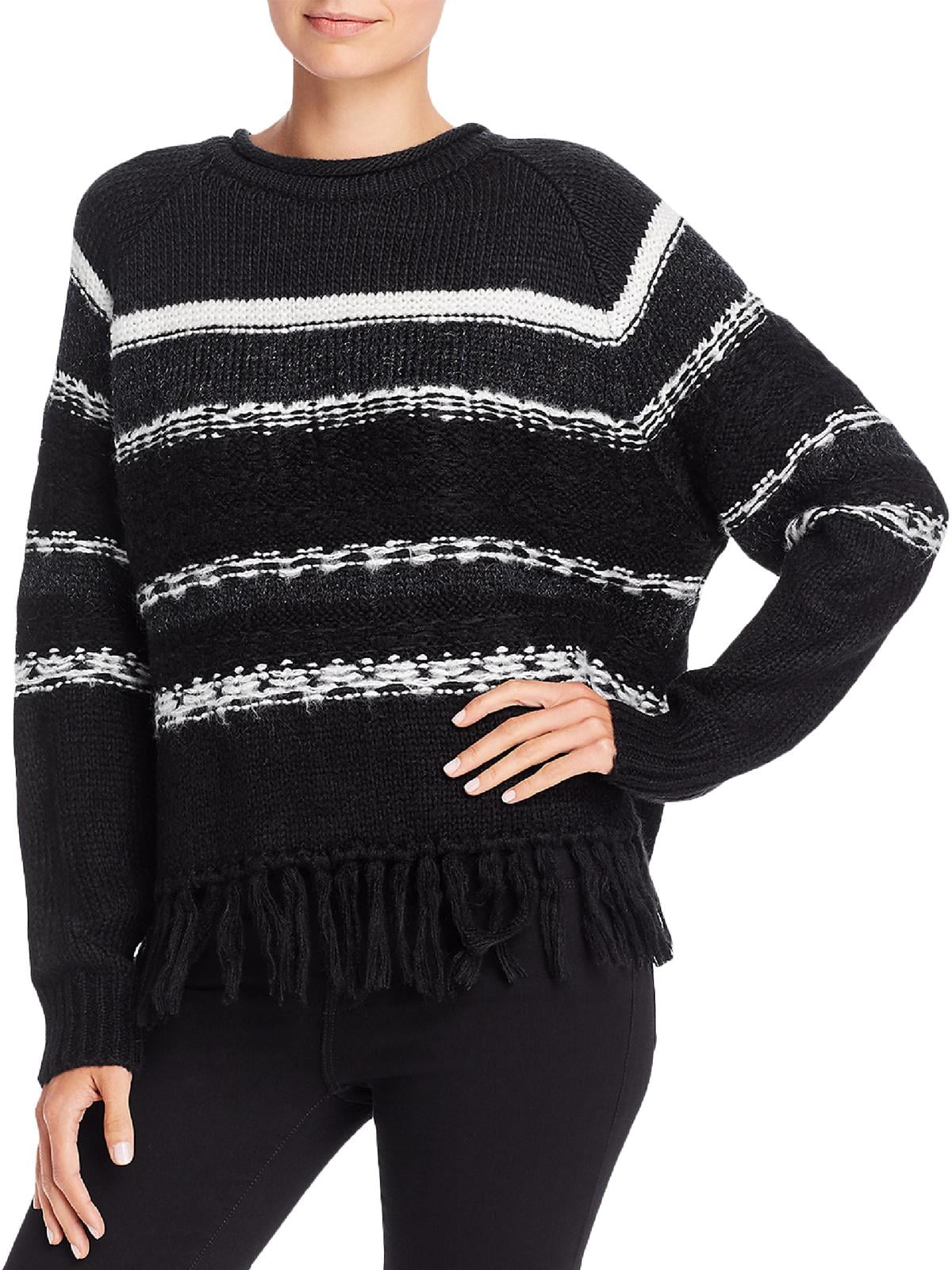 Sanctuary Women's Striped Cowl Neck Fringe Pullover Sweater