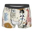 thumbnail image 4 of Goofa Hand Drawn Animals Printed Men's Boxer Briefs Underwear, Moisture-Wicking Underwear, Trunk,Soft and Breathable Cotton Underwear-, 4 of 9