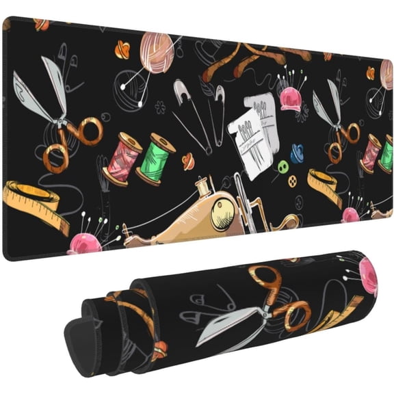 Sewing Machine Pattern Extended Mouse Pad 31.5x11.8 Inch Large Gaming Mouse Mat Desk Pad with Smooth Surface