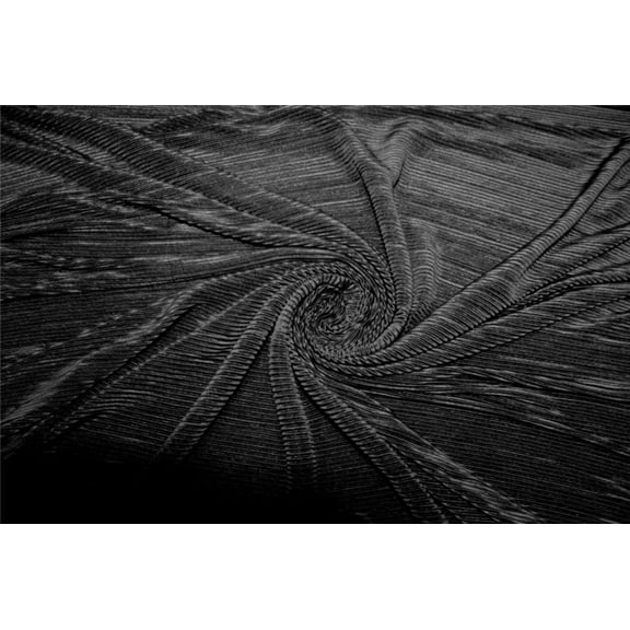 Black color crushed polyester pleated satin fabric ~ 59quot; wide