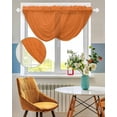 thumbnail image 3 of Orange Sheer Waterfall Valance Curtains for Window, Pure Orange Rod Pocket Sheer Topper Swag Curtains for Living Room, Kitchen 38.5"W x 47.2"L, 3 Panels, 3 of 7