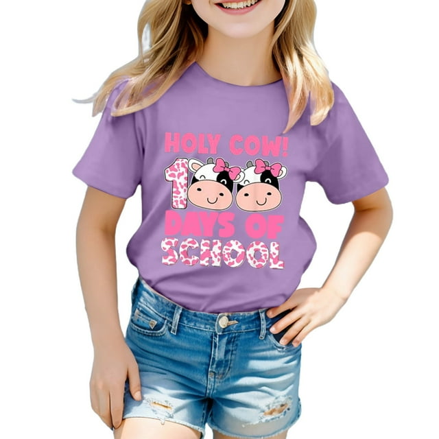 TZEWGL T-Shirts pour Enfants Manches Courtes Imprimés Graphiques Col Rond Vêtements pour Filles Garçons Taille 10-11T