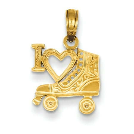 14k Roller - 14k Gold I Heart Pendant Roller Skating