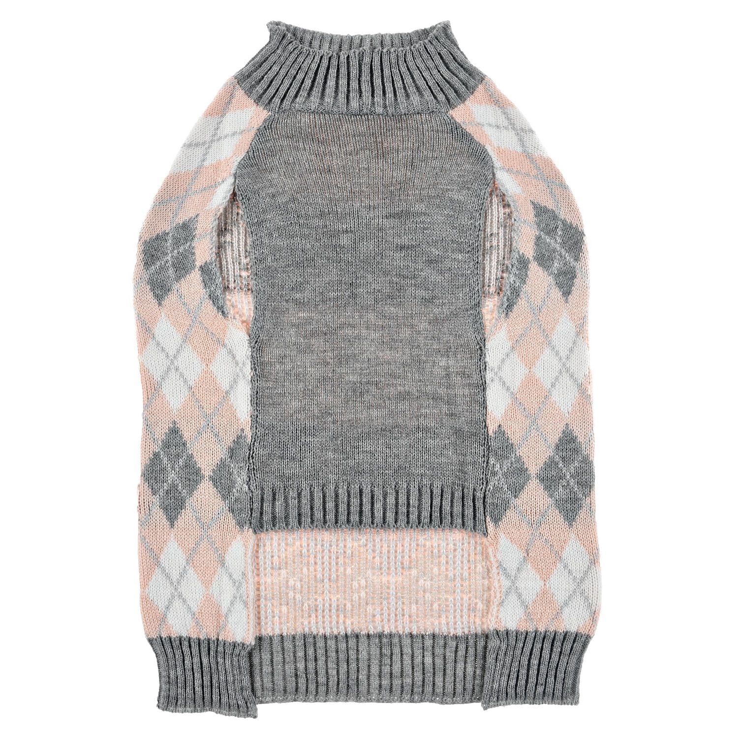 PULL EN MAILLE POUR CHIEN - DESIGN ARGYLE ROSE