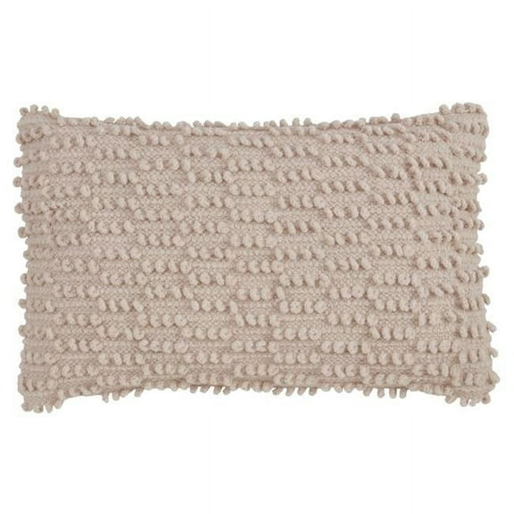 SARO 5810.RS1220B 12 x 20 in. Rectangular Nubby Design Down Filled Throw Pillow - Rose