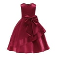 thumbnail image 2 of Kogui Flower Dress for Girls Flower Girls Dress Wedding Satin Dresses Princess Birthday Party Prom Ball Gown Size 7-8 (Wine,7-8 Years), 2 of 8