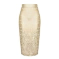 thumbnail image 6 of Black High-Waisted Pencil Skirt With Back Slit Mid-Length Slim Fit, 6 of 8