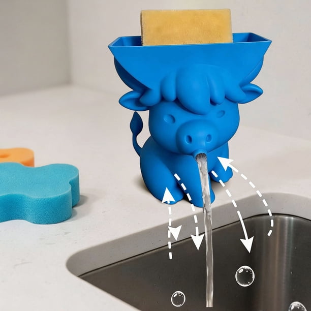 Funny Cow Sponge Kitchen Sink Sponge Stand Keeps Your Sponge Dry Cute Cow Countertop Sponge Organizer Multiple Colors Available