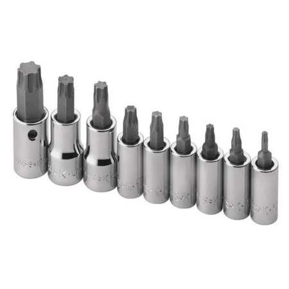 SK PROFESSIONAL TOOLS 84229 1/4 in, 3/8 in Drive Socket Bit Set, Torx(R