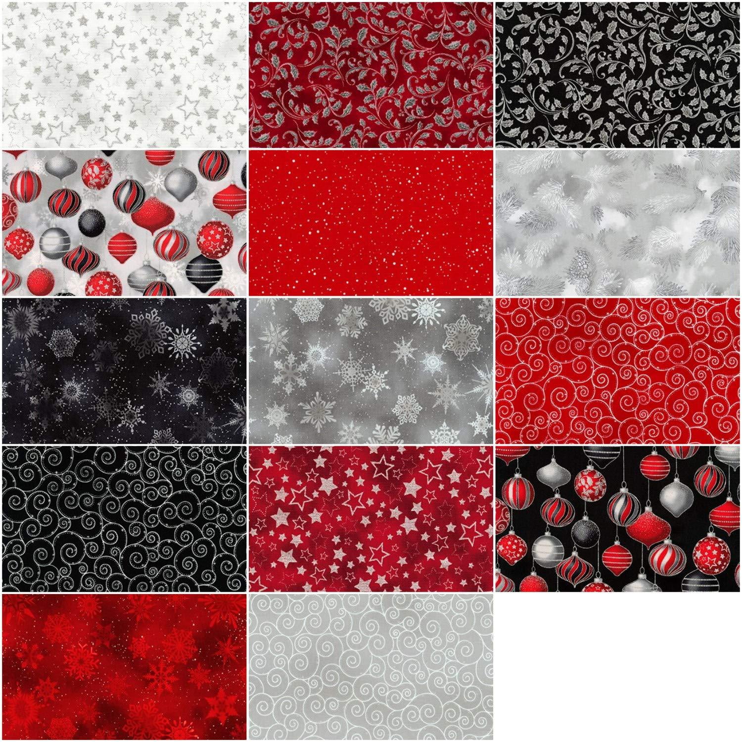 Winter's Grandeur 7 Scarlet by Studio RK; 14 Fat Quarters & 1 Panel