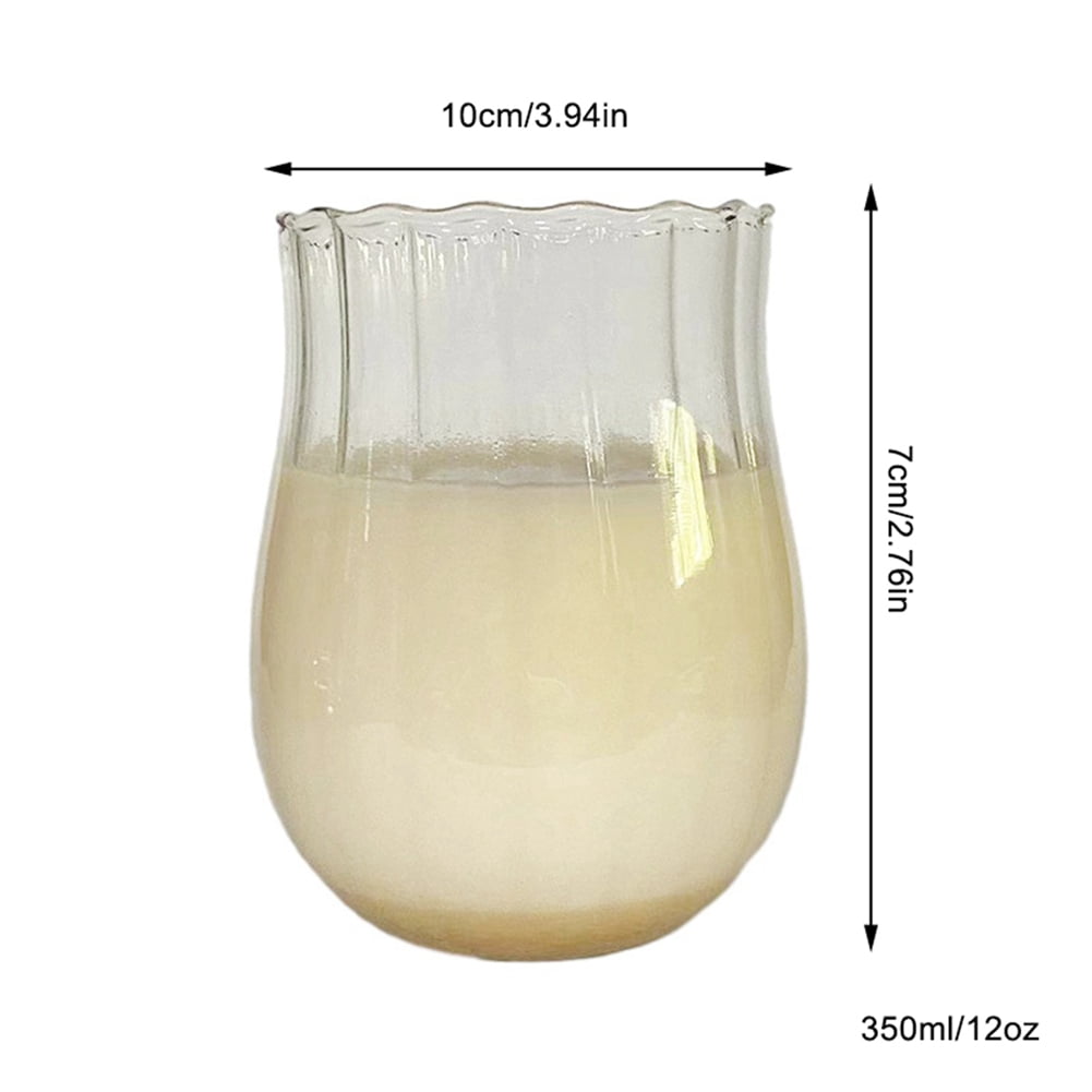 Cute Wine Glasses for Iced Coffee Juice 12oz Tulip Shape Vintage Drinking Glassware  for Iced Coffee Juice Beverage Milk 2PCS