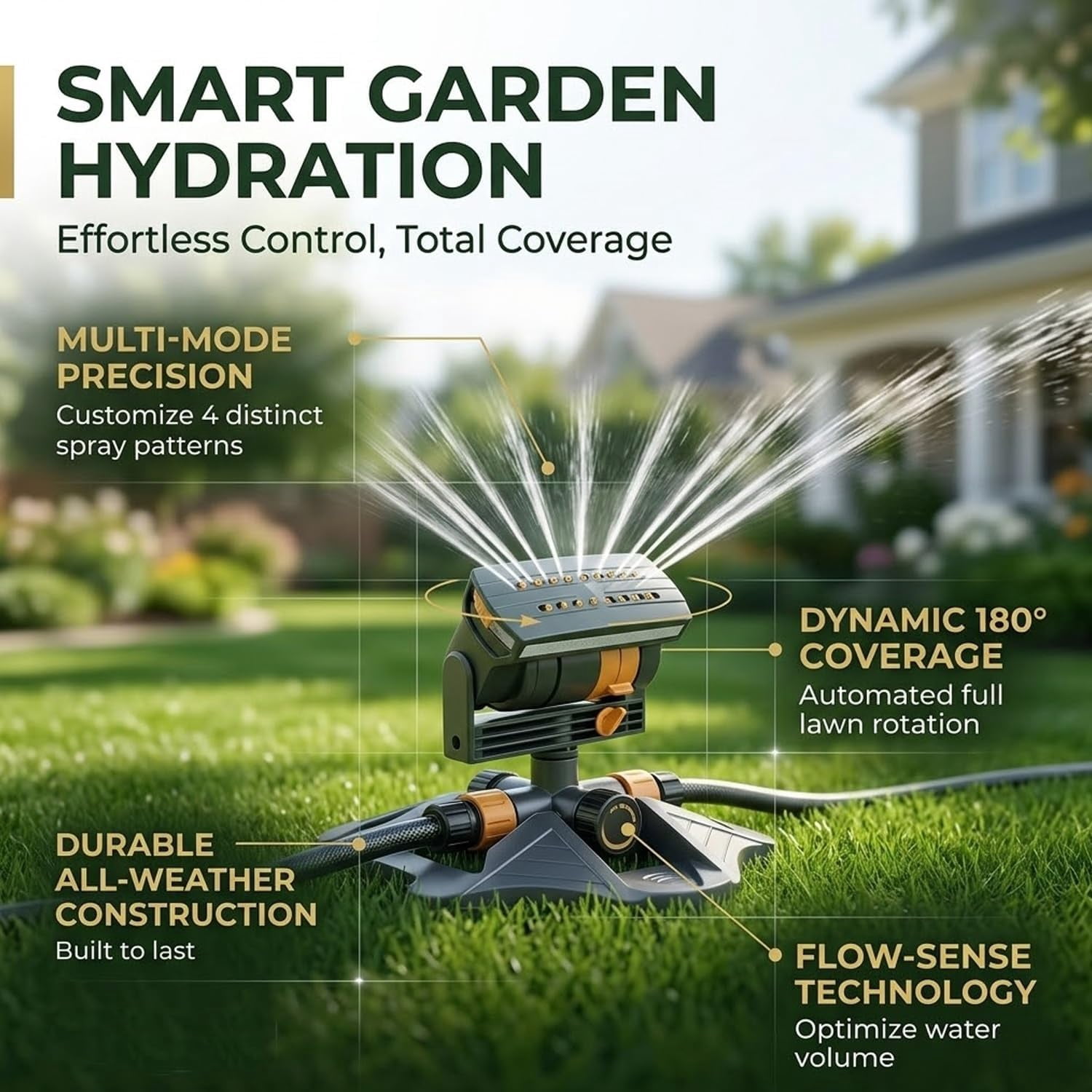 16-Nozzle Oscillating Sprinkler with Dual-Zone Sprinkler Water Timer Adjustable Lawn Sprinkler System Garden Watering Hose Connected Oscillating Lawn Sprinklers for Yard Patio Outdoor(*B+Timer)