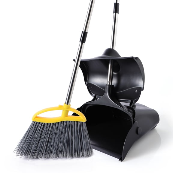 Yocada Commercial Indoor&Outdoor Broom and Dustpan Set with Wheels and Windproof Cover Commercial Use for Courtyard Office Lobby Sweep Dust Fallen Leaves Pet Hair Floor Rubbish