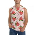 thumbnail image 2 of Lsque Hand Drawn Watermelon Print Men's Cotton Blend Sleeveless Muscle Shirts (S-3XL)- Moisture Wicking, Odor Protection, UPF 30+,Small, 2 of 8