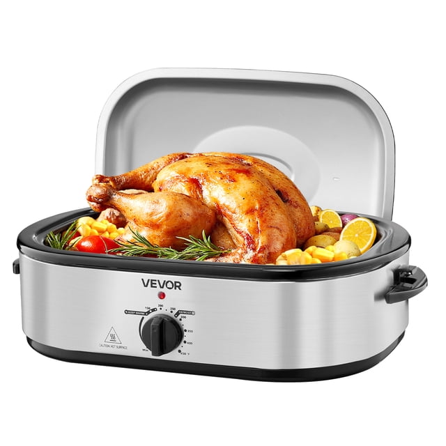 VEVOR Roaster Oven 14QT Electric Roasting Pan with Self-Basting Lid, 1450W Electric Roaster Oven with Defrost & Warm Function