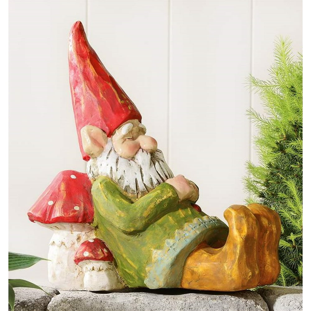 GiftCraft Large Sleeping Gnome Outdoor Garden Statue