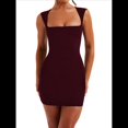 thumbnail image 3 of Vestido Corto de Verano para Mujer, de Color Liso, Cruzado, con Cremallera en la Espalda y para Cóctel Vino Tinto L, 3 of 8