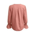 thumbnail image 5 of AXXD Pink Basic Blouses for Women Dressy Casual Summer 2024 Casual Sleeve Long Sleeves V-Neck Loose T-Shirt Blouse Tops, 5 of 7