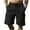 Black, variant on Wyobmus Mens Cotton Linen Cargo Shorts Solid Color Casual Fashion Drawstring Elastic Waist Straight Fit Beach Pants S-3Xl Black
