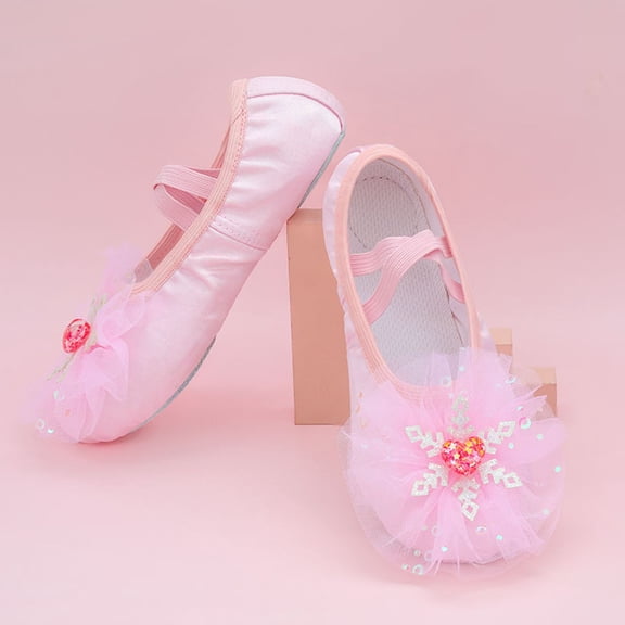 Penkiiy Girls/Boys Ballet Dance Shoes Non-Slip Soft Sole | Crystal/Butterfly/Snowflake Design