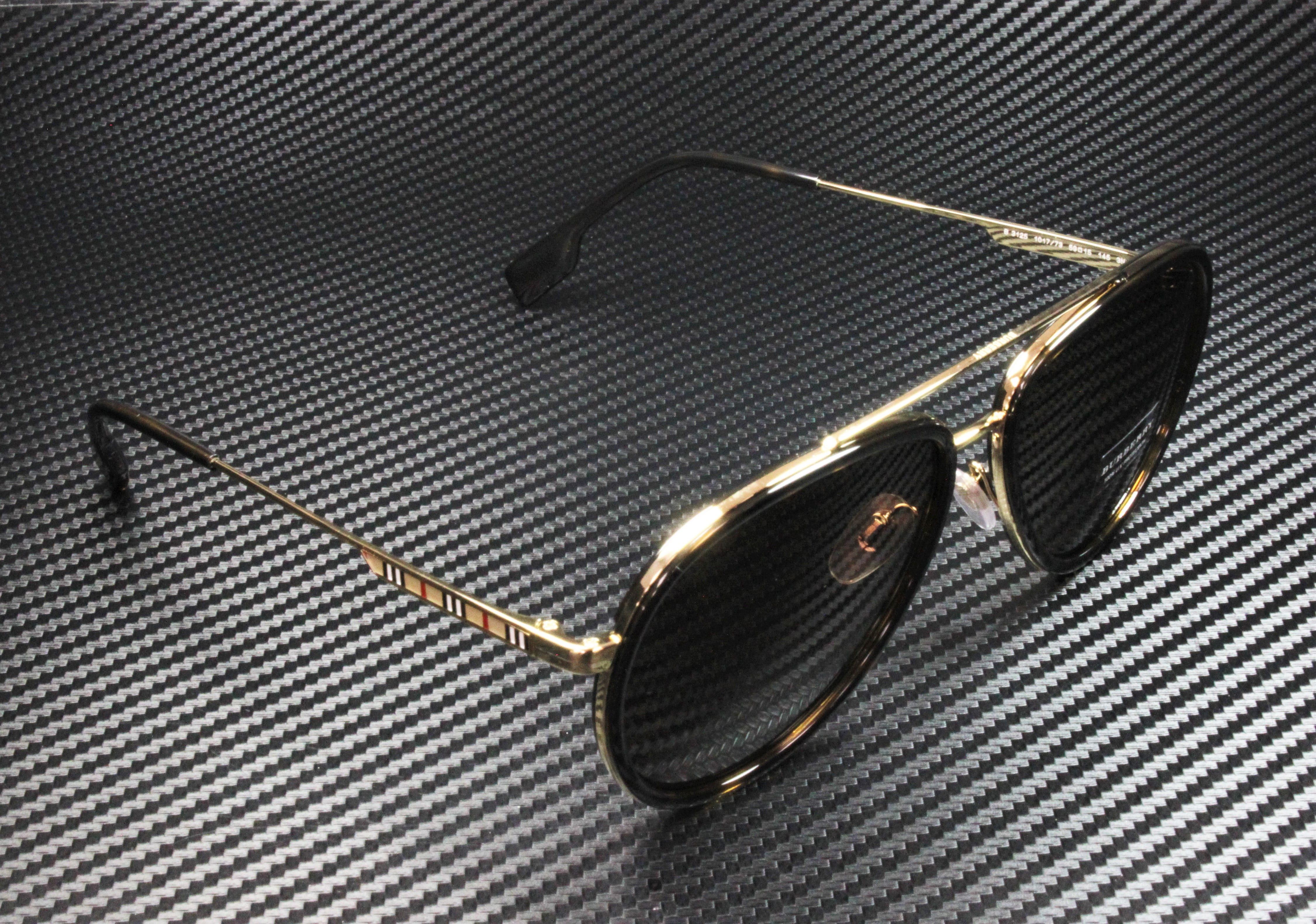 Burberry Oliver BE 3125 Metal Unisex Aviator Sunglasses Gold 59mm Adult