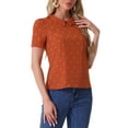 thumbnail image 4 of INSPIRAR CHIC Blusas de Manga Corta con Cuello Peter Pan en Contraste y Lunares M Naranja, 4 of 6