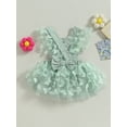 thumbnail image 3 of Arvbitana Infant Baby Girls Romper Dress Fly Sleeve Butterfly Decor Backless Layered Ruched Mesh Tulle Skirt Hem Jumpsuits Newborn Clothes Baby Bodysuits 0-12M, 3 of 8