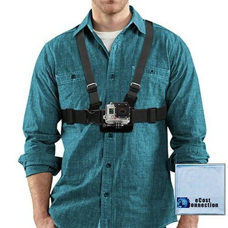 Adjustable Chest Mount Harness For All GoPro Hero Cameras with eCostConnection Microfiber (Best Gopro Chest Mount)
