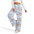 thumbnail image 2 of Women's Fashion Casual Loose Printed Wide-Leg Sports Pants with Christmas Print, Comfortable Home and Outdoor Wear, Elastic Waist with Drawstring for Easy Fit, Sky Blue, S, 2 of 7