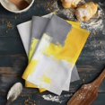 thumbnail image 6 of Yellow Grey Kitchen Towels Set of 4, Water Absorbent Dish Towel, Abstract Oil Painted Modern Geometric Decorative Hand Towels - Quick Drying Cloth for Cooking Baking, 18x28 Inch, 6 of 8