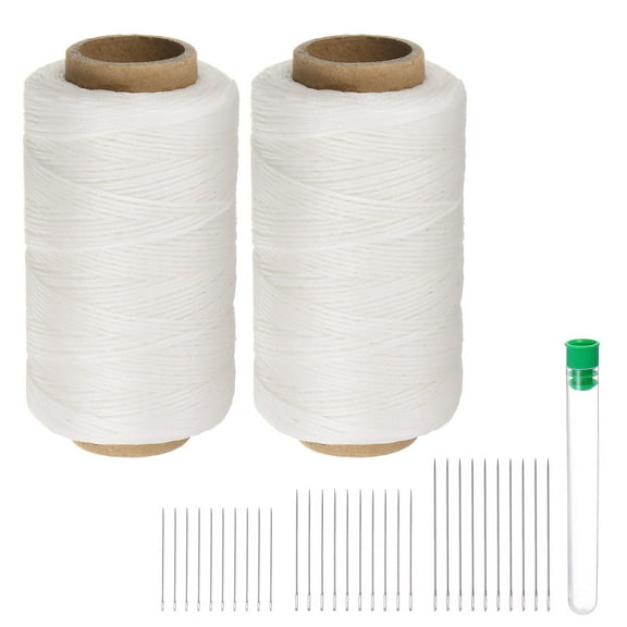 2pcs Upholstery Sewing Thread 260m Polyester with 30pcs Needles, White