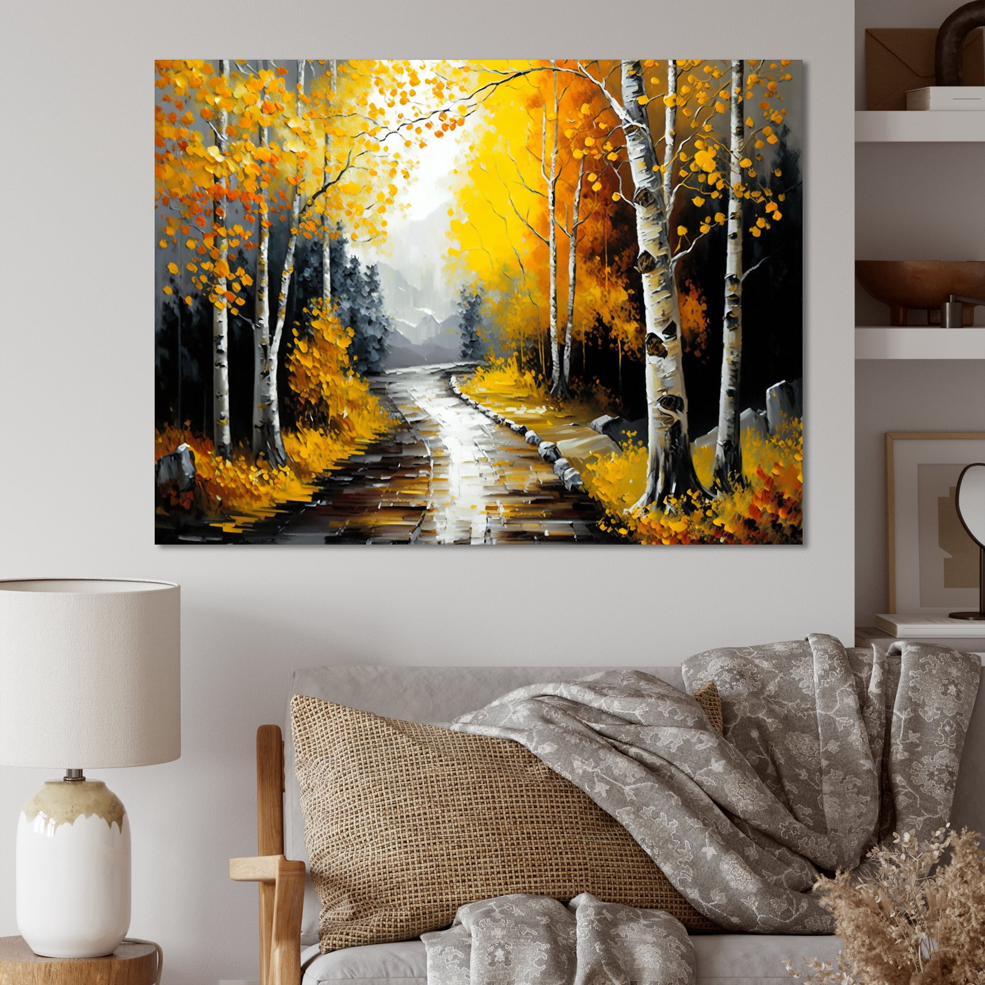 Designart Path Into The Yellow Forest I Canvas Wall Art