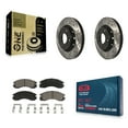 thumbnail image 1 of Transit Auto Front Coated Drilled Slotted Disc Brake Rotors and Ceramic Pads Kit for Car Mitsubishi Lancer KDC-100217, 1 of 11