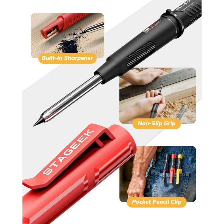 STAGEEK Carpenter Pencil with Sharpener, Mechanical Carpenter