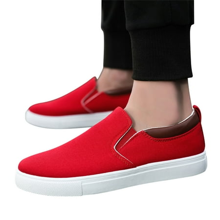 Oyedens Men Slip on Loafers Canvas Shoes White Casual Walking Sneakers Black Fashion Work Shoes