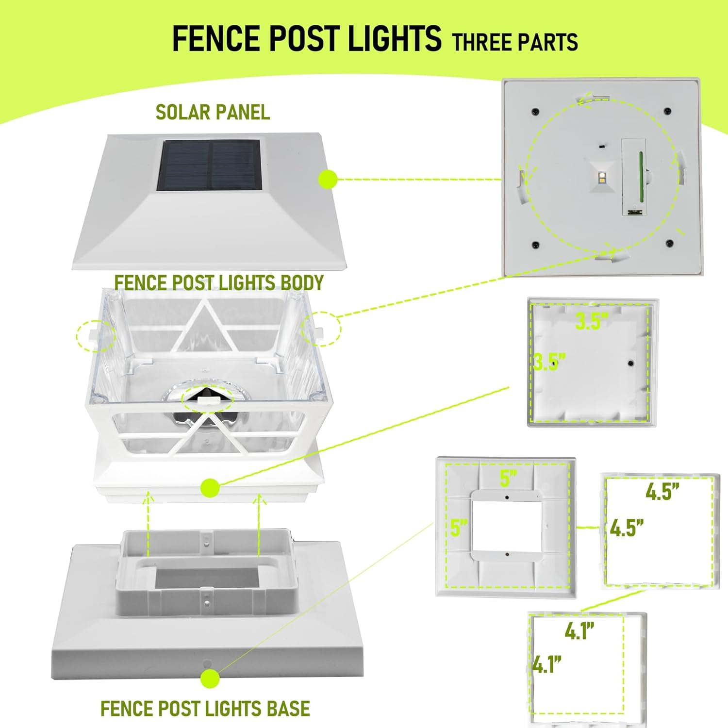 Dazzle Bright 8 Pack Solar Outdoor Fence Post Lights, 2 Modes Post Cap Lights Waterproof Color Changing Warm White/Cool White for Yard, Garden, Porch, Patio Decor, for 4x4 5x5 6x6 Wood Posts