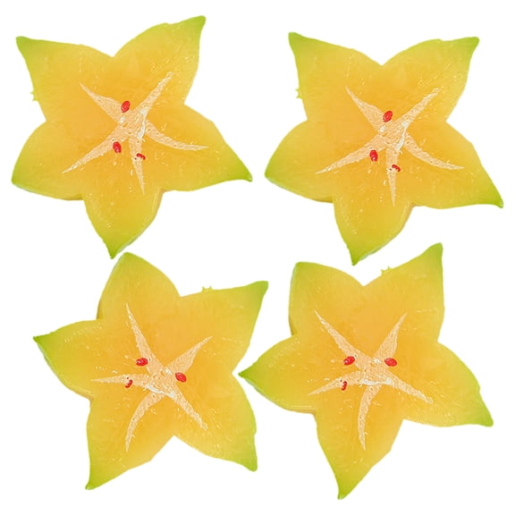 PTOOTP 4Pcs Realistic Starfruit Slice Models in PVC for Artificial Fruit Decor and Crafts