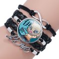 thumbnail image 4 of Pulsera trenzada de Anime Demon Slayer, brazalete de cuero y cristal de Kimetsu No Yaiba, Kamado, Tanjirou, cabujón de dibujos animados, regalo de joyería, 4 of 5
