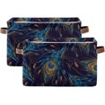 thumbnail image 2 of FREEAMG Collapsible Storage Basket Beautiful Peacock Feathers -b Rectangular Storage Bins Baskets Toys Storage Bins with Handles for Bedroom Home Office 2PCS, 2 of 7
