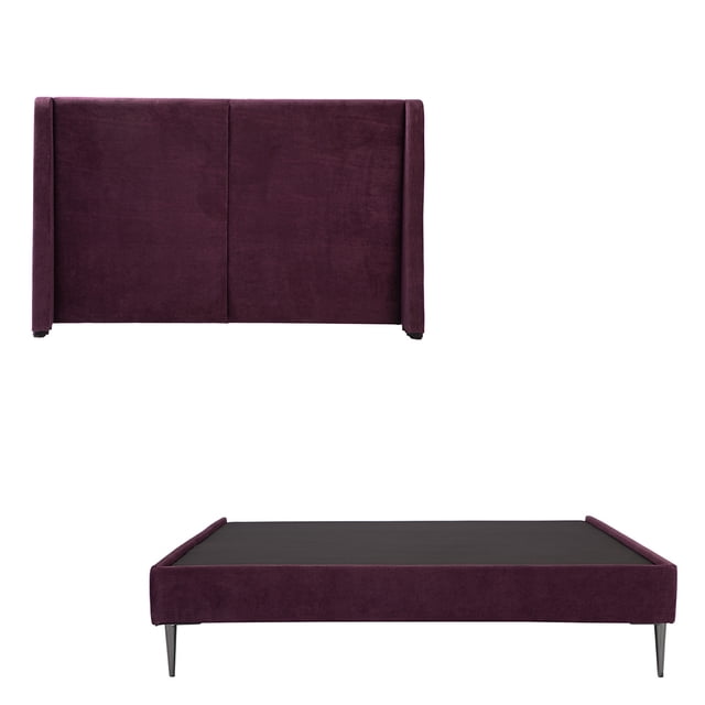 Box Base Cama Slim Matrimonial+Cabecera Milan Morado