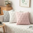 thumbnail image 4 of Pack of 2 Faux Wool Throw Pillow Covers 18x18 Inches Soft Couch Cushion Cover with Velvet Decorative Cushion Cover for Living Room, Bedroom,Car,Office (Light Pink), 4 of 15