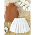 thumbnail image 4 of Bslissey Toddler Baby Girls 2Pcs Summer Outfits Sleeveless Mock Neck Solid Color Tank Tops + Mini Pleated Skirt 6M 12M 18M 24M 3T 4T Kids Casual Fashion Skirt Sets, 4 of 9