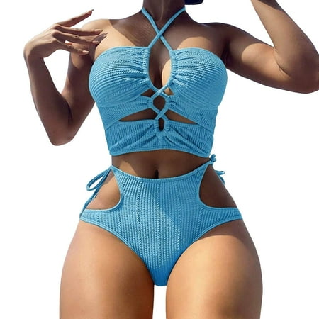 Durtebeua Bikini Set for Women Sporty Two Piece Swimsuits Women\ s Sexy Thong Bottom Gift for her