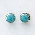 thumbnail image 7 of Retro Turquoise Stone Stud Earrings for Women Trendy 8mm Round Gemstone Silver Ear Studs Earrings Jewelry Birthday Gift, 7 of 7