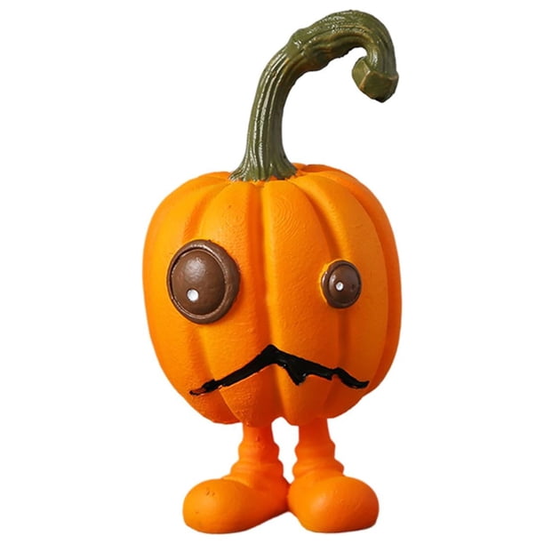 Calabaza de resina con caras divertidas, calabazas tejidas a mano, adorno, estatua de calabazas, figurita Estilo C 5x5x9.3cm