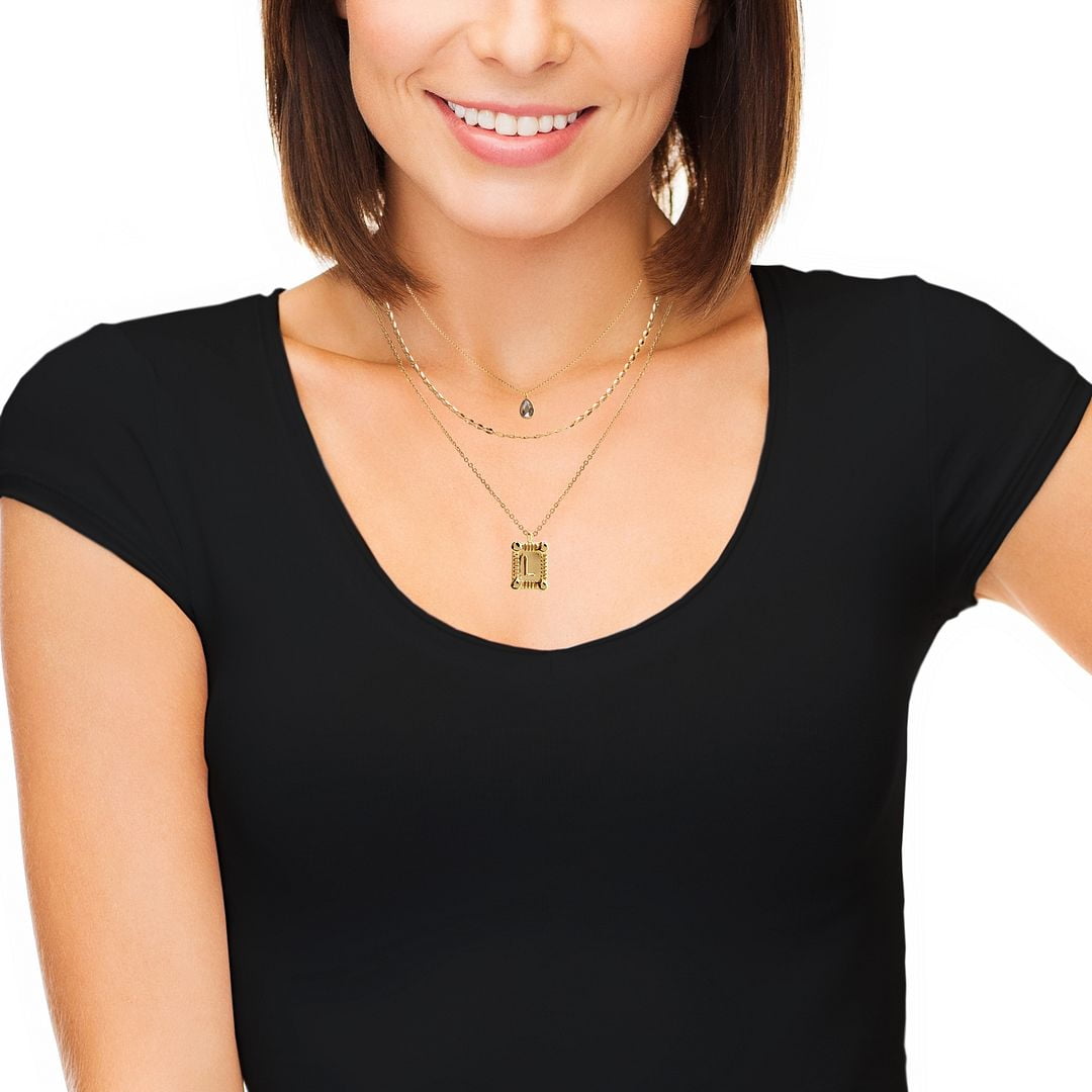 Seren Jewelry Initial Letter "L" Gold Pendant Necklace Set, 3 Pieces