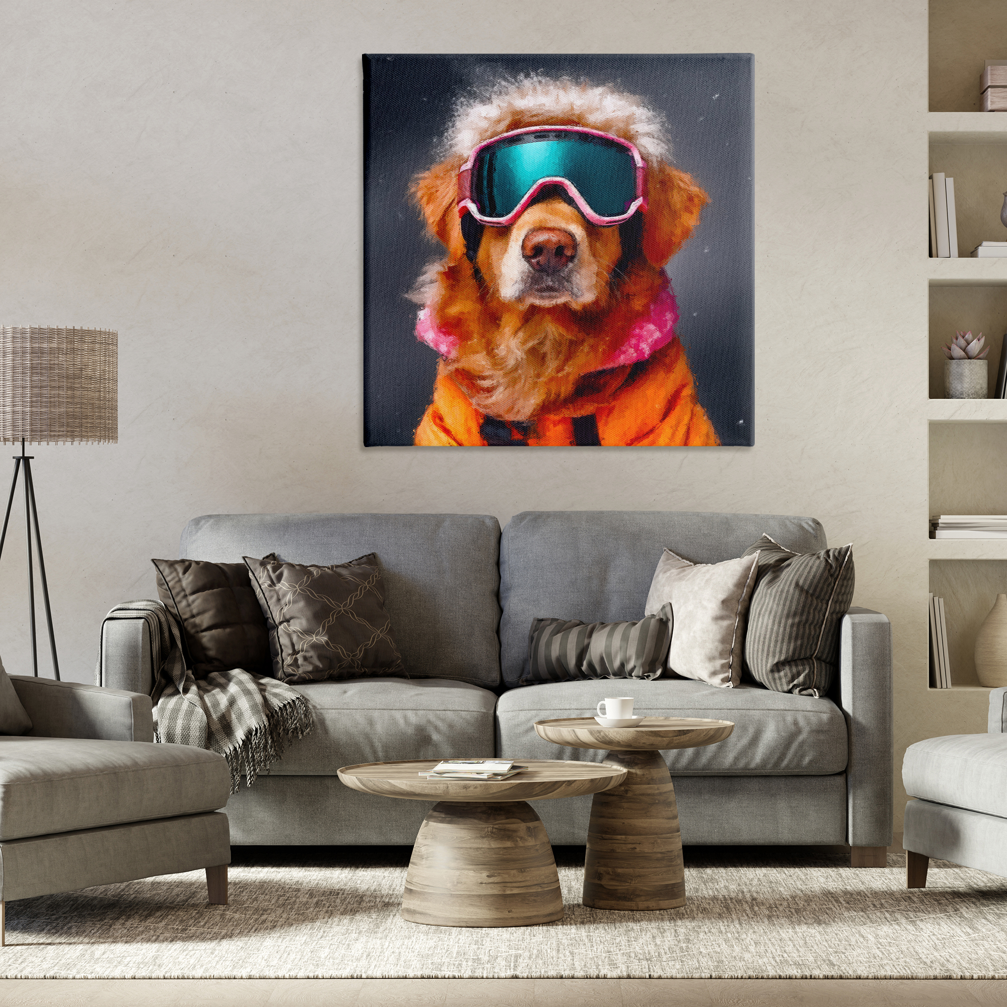 Ski Dog with Goggles Canvas Wall Art, design by Sean Parnell