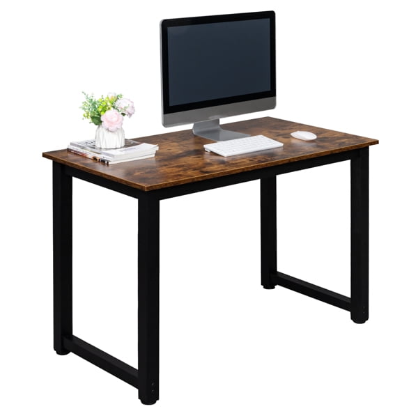 Retro Wood Study Desk for Home Office - Space Saving 43" Compact Writing Table, Solid Wood Construction with Smooth Finish