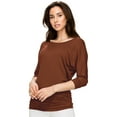 thumbnail image 4 of Made by Johnny Women's Boat Neck 3/4 Sleeve Draped Dolman Top with Side Shirring Premium Shirt S RUST, 4 of 6