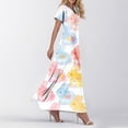 thumbnail image 2 of LWavelet Women's V-Neck Ruffle Sleeve Pastel Bunny & Easter Egg Print Maxi Dress for Easter & Casual Outfits Light Blue M, 2 of 4